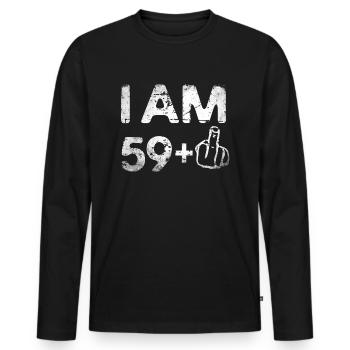 I on the 59+ 60th birthday - Men's Premium Organic Long Sleeve Shirt - black - Front - Nico (187cm)