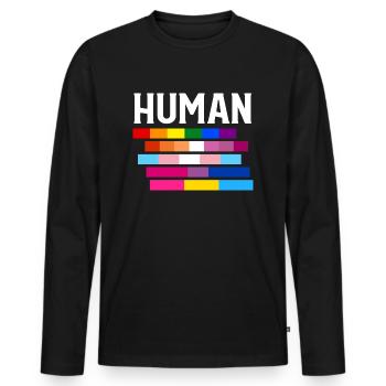 LGBT MENSCHLICHER STOLZ - Männer Premium Bio Langarmshirt - Schwarz - Vorne - Nico (187cm)