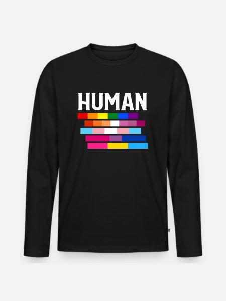 LGBT HUMAN Pride - Men's Premium Organic Long Sleeve Shirt - black