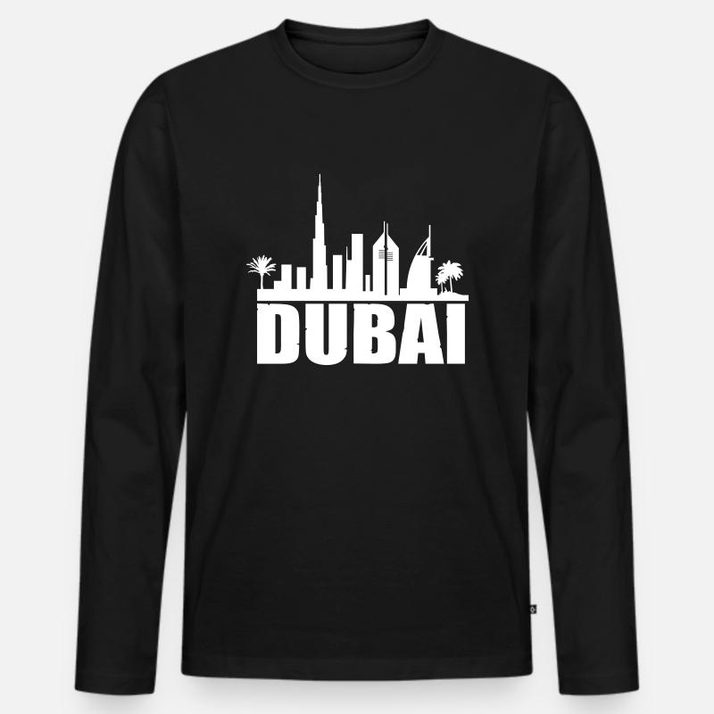 dubai skyline - Männer Premium Bio Langarmshirt - Schwarz