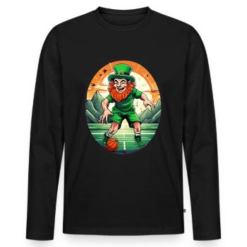 St. Patrick's Day Kleeblatt Basketball - Männer Premium Bio Langarmshirt - Schwarz - Vorne - Nico (187cm)