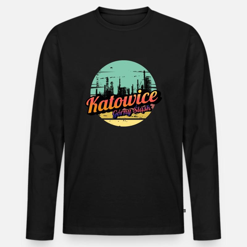 Kattowitz Oberschlesien - Männer Premium Bio Langarmshirt - Schwarz