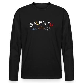 SALENTU ☀️ 🌊💨 - Männer Premium Bio Langarmshirt - Schwarz - Vorne - Nico (187cm)
