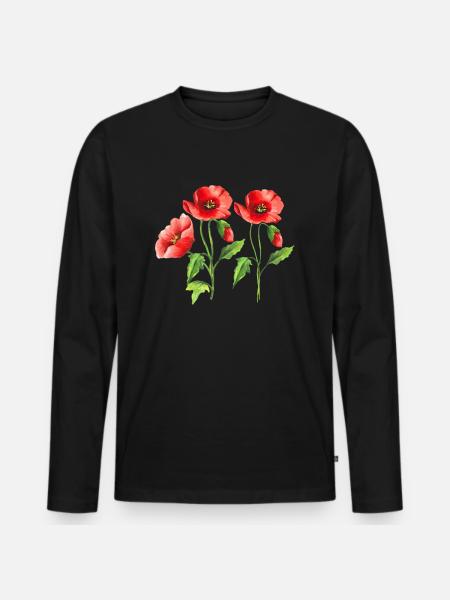 Fleur - T-shirt manches longues Premium bio Homme - noir