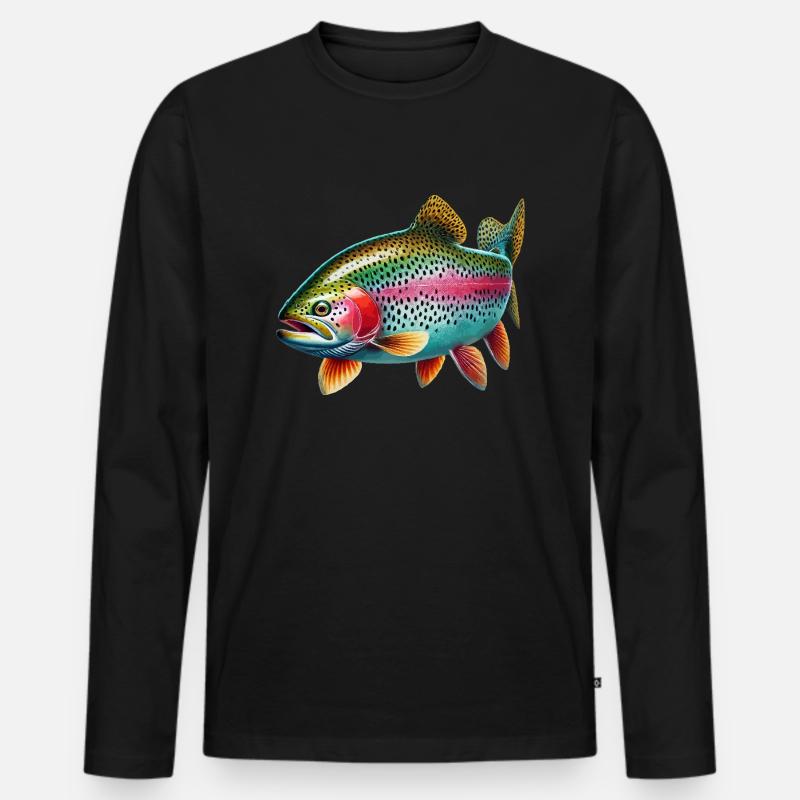 Regenbogenforelle - Männer Premium Bio Langarmshirt - Schwarz