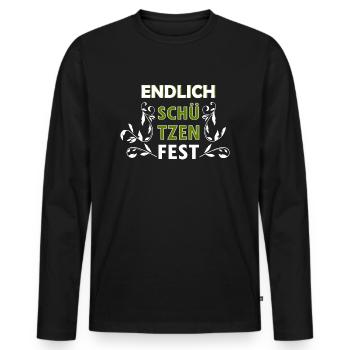 Endlich Schützenfest - Männer Premium Bio Langarmshirt - Schwarz - Vorne - Nico (187cm)