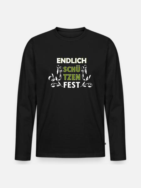 Endlich Schützenfest - Männer Premium Bio Langarmshirt - Schwarz