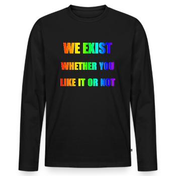 We Exist - Dégradé arc-en-ciel - T-shirt manches longues Premium bio Homme - noir - Devant - Nico (187cm)