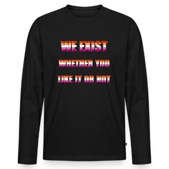 We Exist - Drapeau lesbien - T-shirt manches longues Premium bio Homme - noir - Devant - Nico (187cm)