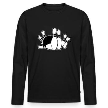 Kegeln - Männer Premium Bio Langarmshirt - Schwarz - Vorne - Nico (187cm)