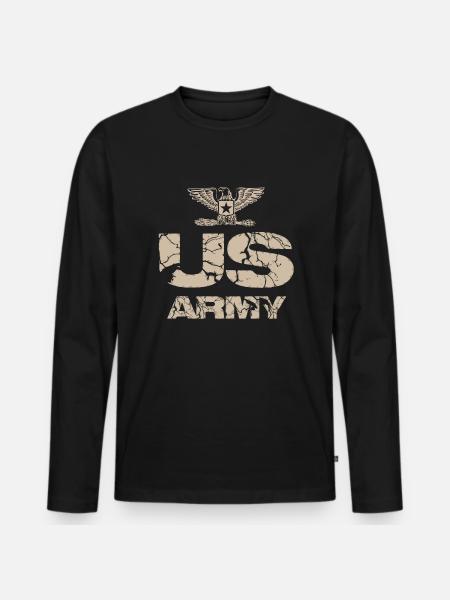 us army design - Men's Premium Organic Long Sleeve Shirt - black