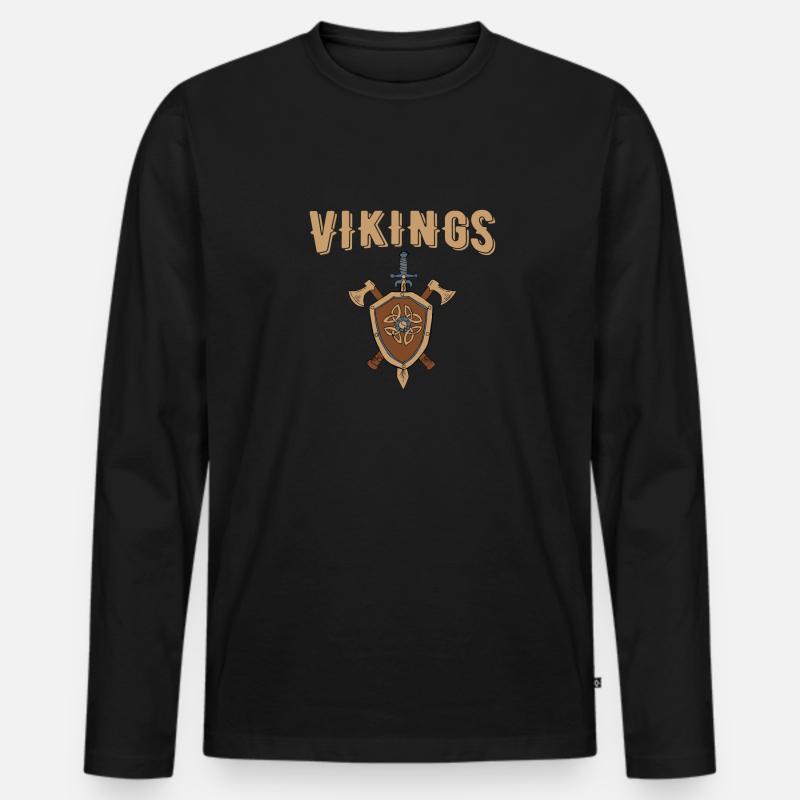 Wikinger Schild Vikings - Männer Premium Bio Langarmshirt - Schwarz