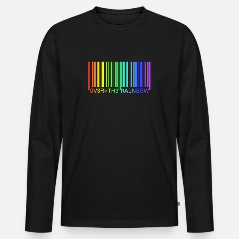 Barcode Regenbogen - Männer Premium Bio Langarmshirt - Schwarz