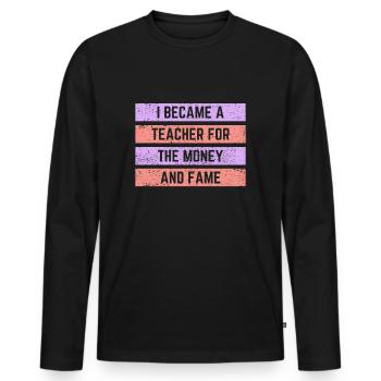 professeur - T-shirt manches longues Premium bio Homme - noir - Devant - Nico (187cm)