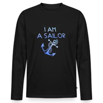Je suis un marin "je suis un marin" - T-shirt manches longues Premium bio Homme - noir - Devant - Nico (187cm)