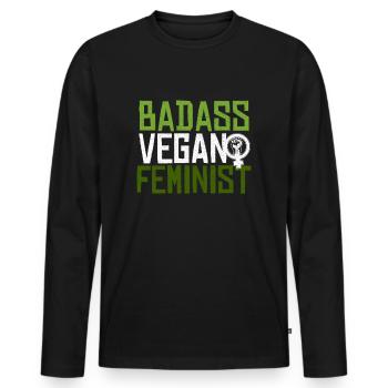 Feministin - Männer Premium Bio Langarmshirt - Schwarz - Vorne - Nico (187cm)