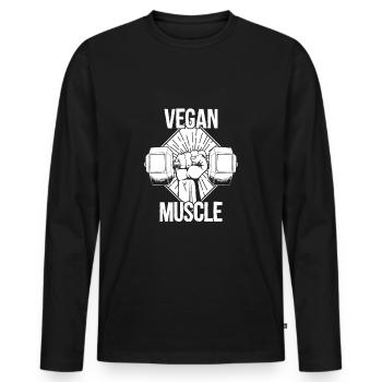 muscles - Men's Premium Organic Long Sleeve Shirt - black - Front - Nico (187cm)