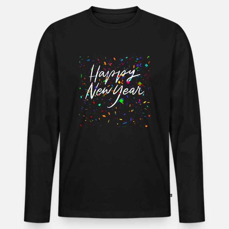 Happy New Year Party - Männer Premium Bio Langarmshirt - Schwarz