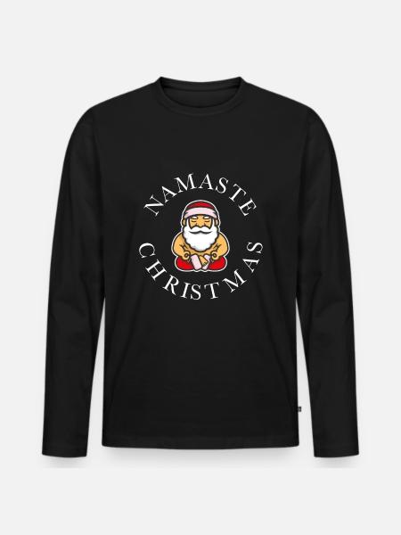 Namaste Yoga Santa - Männer Premium Bio Langarmshirt - Schwarz