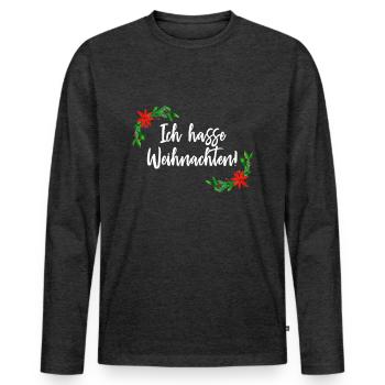 Weihnachten Weihnachtszeit Muffel Anti - Männer Premium Bio Langarmshirt - Anthrazit meliert - Vorne - Nico (187cm)