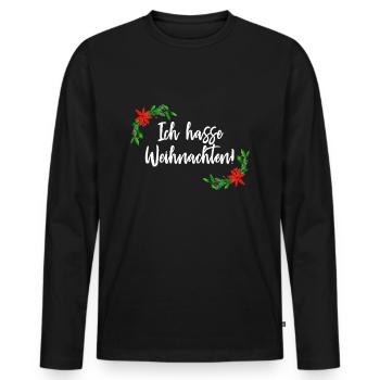 Weihnachten Weihnachtszeit Muffel Anti - Männer Premium Bio Langarmshirt - Schwarz - Vorne - Nico (187cm)