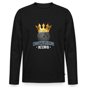 Roi de bowling - T-shirt manches longues Premium bio Homme - noir - Devant - Nico (187cm)