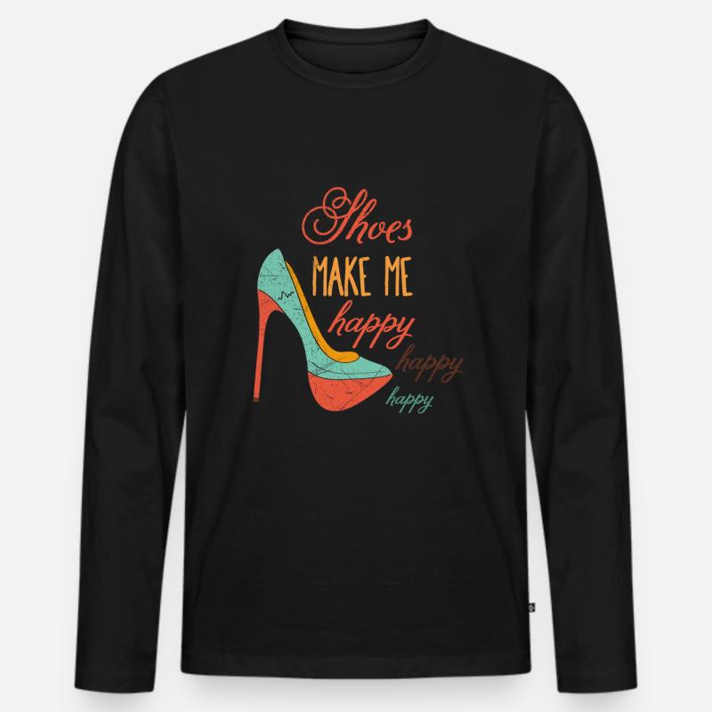 Schuhe Fröhlich Freude Frau Mädchen Highheels - Männer Premium Bio Langarmshirt - Schwarz