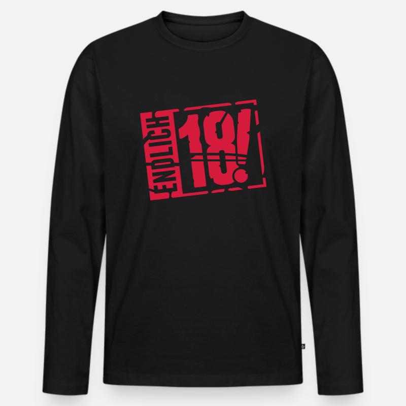 endlich_18_g1 - Männer Premium Bio Langarmshirt - Schwarz