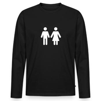 woman and man - Men's Premium Organic Long Sleeve Shirt - black - Front - Nico (187cm)
