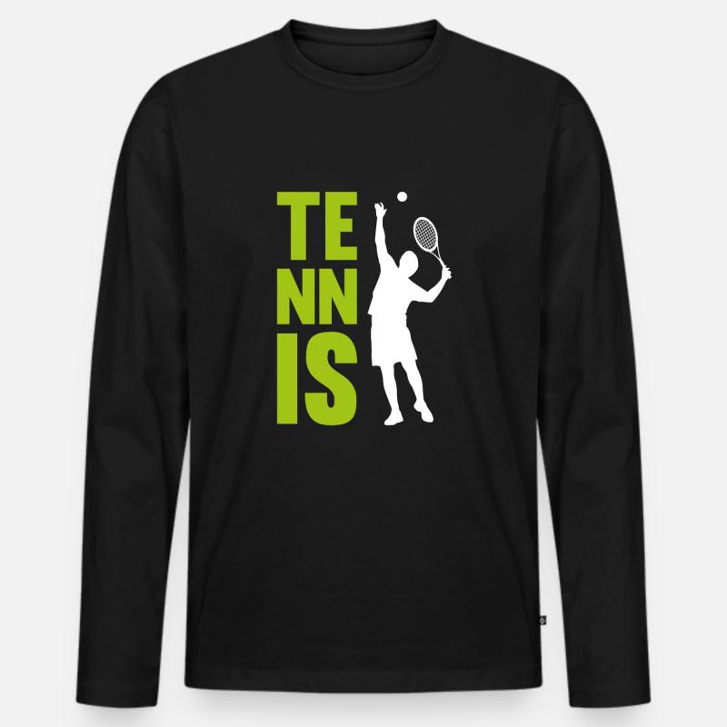 Tennis - Männer Premium Bio Langarmshirt - Schwarz
