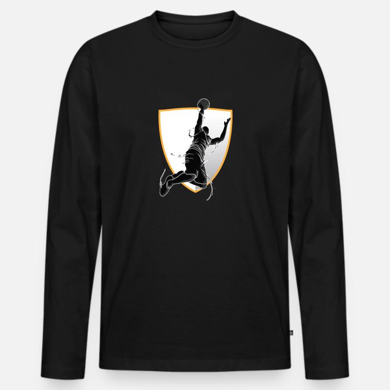 Basketball Korb Basketballer Geschenk - Männer Premium Bio Langarmshirt - Schwarz