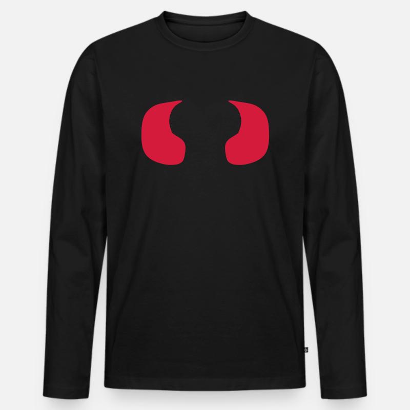 Teufel Satan Dämon Hörner Böse - Männer Premium Bio Langarmshirt - Schwarz