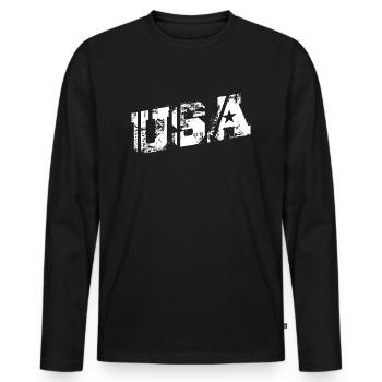 États-Unis - T-shirt manches longues Premium bio Homme - noir - Devant - Nico (187cm)