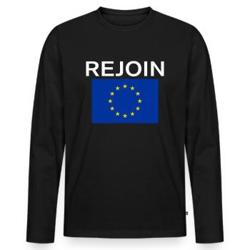 Erneuter EU White Text - Männer Premium Bio Langarmshirt - Schwarz - Vorne - Nico (187cm)