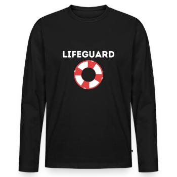 Gardes-côtes Lifeguard Garde-côte Baywatch - T-shirt manches longues Premium bio Homme - noir - Devant - Nico (187cm)