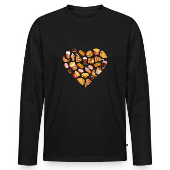 Fast Food Love - Men's Premium Organic Long Sleeve Shirt - black - Front - Nico (187cm)