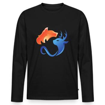 Fire and water, opposites, fox, deer - Men's Premium Organic Long Sleeve Shirt - black - Front - Nico (187cm)