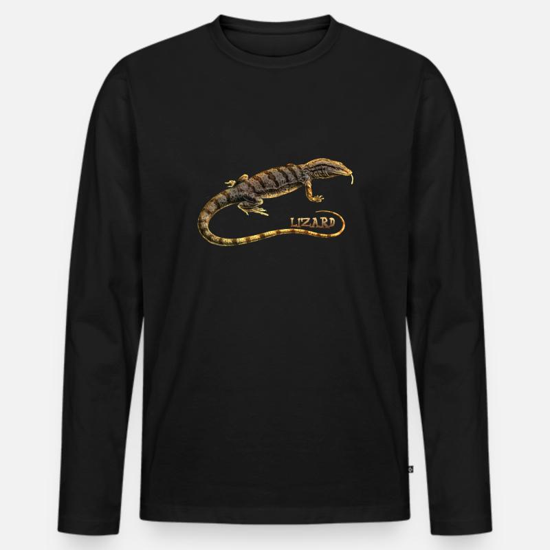 Eidechse T-Shirt - Männer Premium Bio Langarmshirt - Schwarz