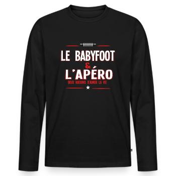 Babyfoot et apéro - T-shirt manches longues Premium bio Homme - noir - Devant - Nico (187cm)