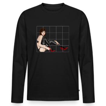 dame sexy derrière les barreaux - T-shirt manches longues Premium bio Homme - noir - Devant - Nico (187cm)
