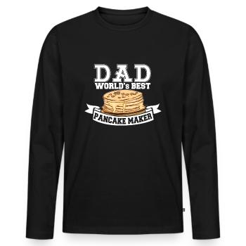 Pancake maker funny breakfast dad dad - Men's Premium Organic Long Sleeve Shirt - black - Front - Nico (187cm)