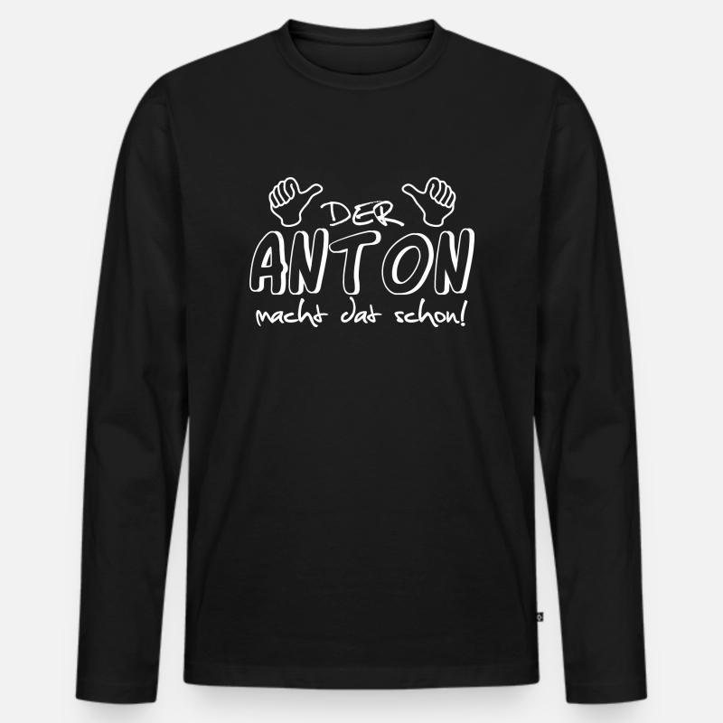anton - Männer Premium Bio Langarmshirt - Schwarz