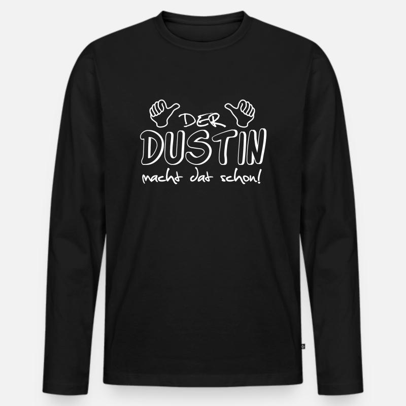 dustin - Männer Premium Bio Langarmshirt - Schwarz