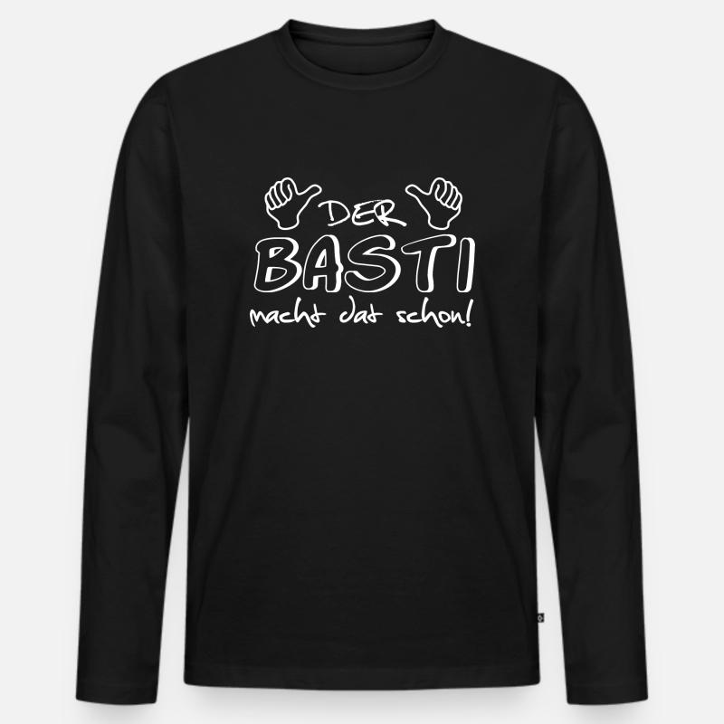 Basti - Männer Premium Bio Langarmshirt - Schwarz