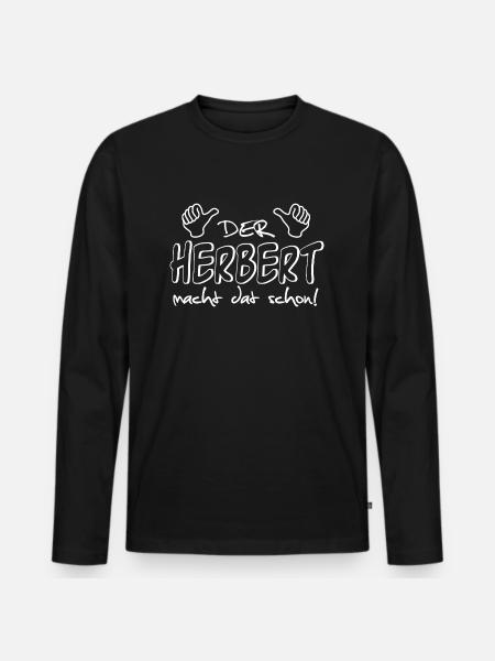 herbert - Männer Premium Bio Langarmshirt - Schwarz