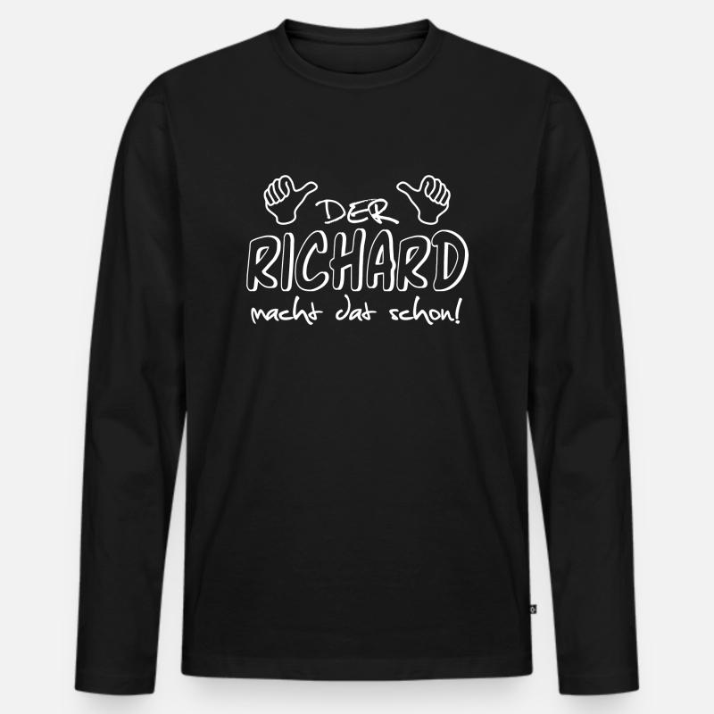 Richard - Männer Premium Bio Langarmshirt - Schwarz
