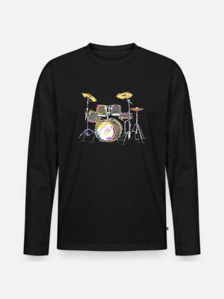 Colourful Drums art - Men's Premium Organic Long Sleeve Shirt - black