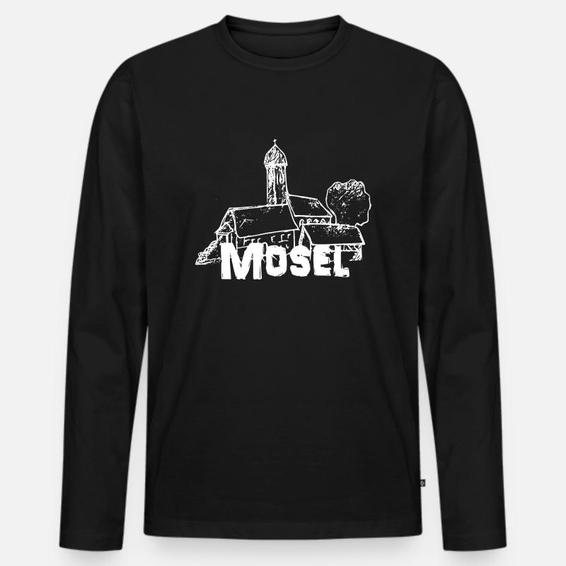 Mein Mosel Logo weiß - Männer Premium Bio Langarmshirt - Schwarz