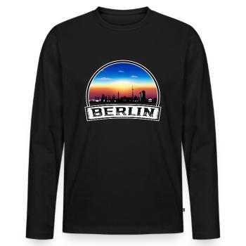 Berlin Skyline Retro Sun lettrage - T-shirt manches longues Premium bio Homme - noir - Devant - Nico (187cm)