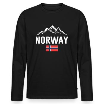 Norwegen Spruch Berg Berge Wandern - Männer Premium Bio Langarmshirt - Schwarz - Vorne - Nico (187cm)
